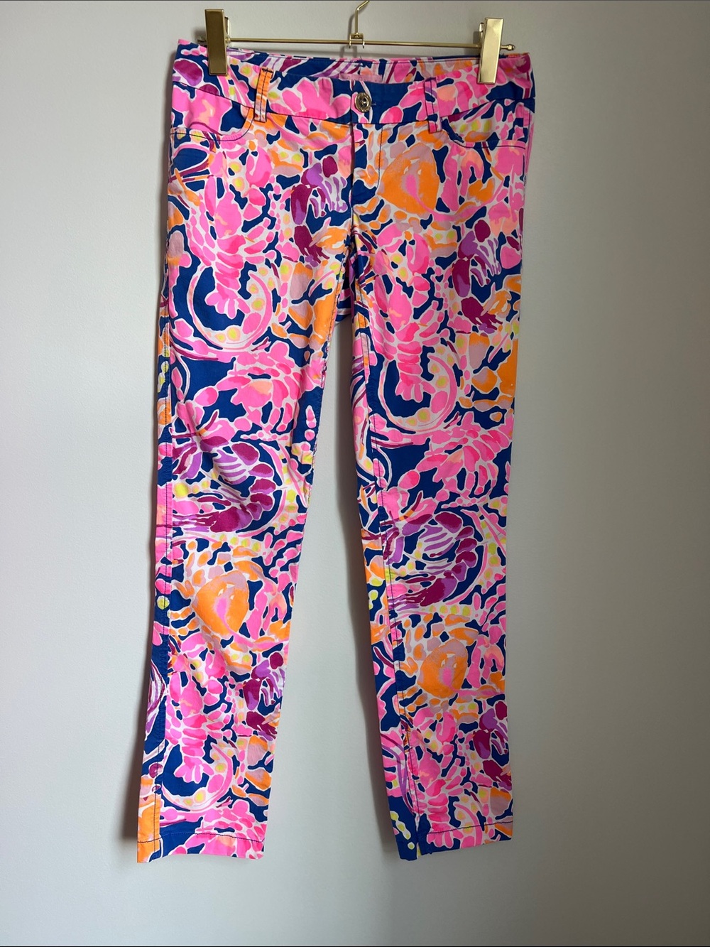 Lilly Pulitzer | Pink Blue Orange Floral Print Pants #24401 Size 2